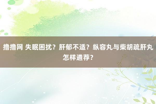 撸撸网 失眠困扰？肝郁不适？纵容丸与柴胡疏肝丸怎样遴荐？