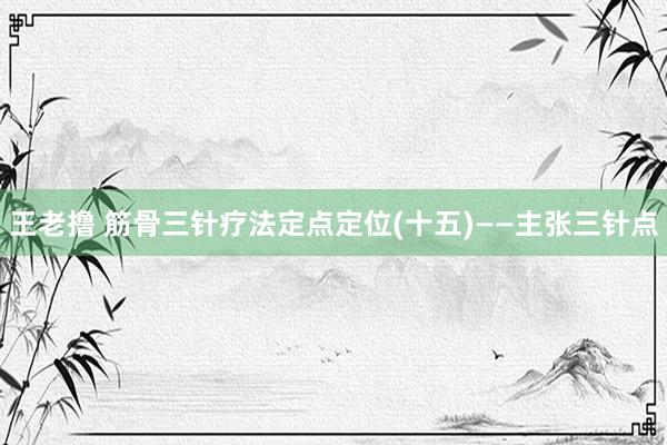 王老撸 筋骨三针疗法定点定位(十五)——主张三针点