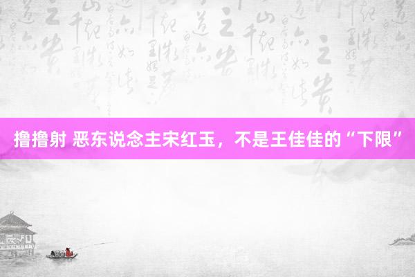 撸撸射 恶东说念主宋红玉，不是王佳佳的“下限”